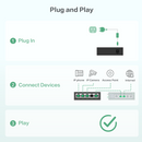 InHand ES220 Unmanaged Switch with One-Click VLAN | 5-Port Gigabit Ethernet Hub with 52W Power Output | Fanless Metal Case for Security Cameras, VoIP Phones & WiFi AP (5-Port Gigabit PoE Switch)