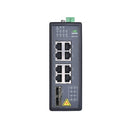 ISE5310D 10-Ports Unmanaged Industrial POE Switch, 2*100/1000 BaseX SFP Ports, 8*10/100/1000Base-T(X) RJ45 POE Ports