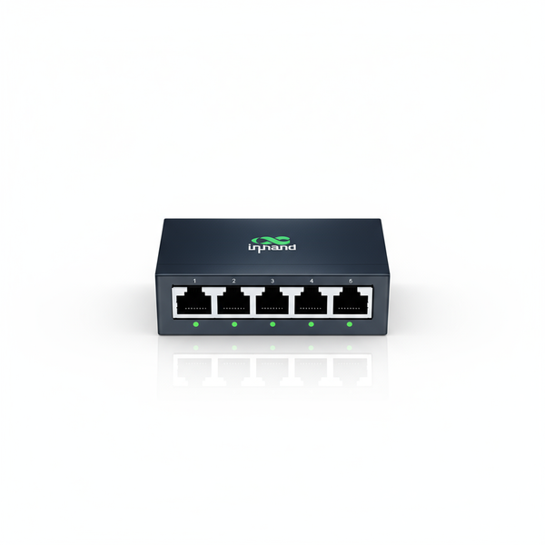 InHand ES220 Unmanaged Switch with One-Click VLAN | 5-Port Gigabit Ethernet Hub with 52W Power Output | Fanless Metal Case for Security Cameras, VoIP Phones & WiFi AP (5-Port Gigabit PoE Switch)