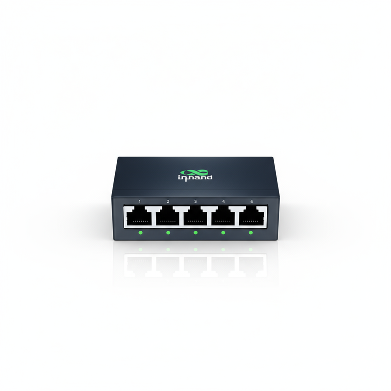 InHand ES220 Unmanaged Switch with One-Click VLAN | 5-Port Gigabit Ethernet Hub with 52W Power Output | Fanless Metal Case for Security Cameras, VoIP Phones & WiFi AP (5-Port Gigabit PoE Switch)