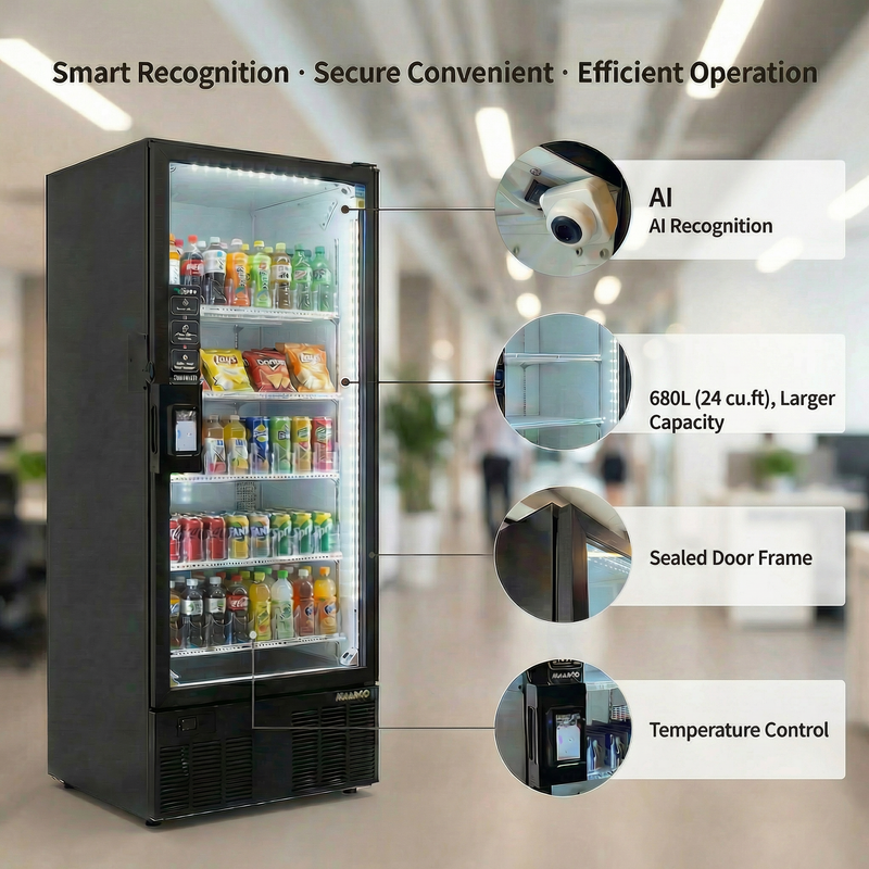 ai FV680 AI Smart Vending Machine - 680L Large Capacity Grab & Go