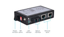 ISE2003D | 3-Port Unmanaged Industrial Ethernet Switch with Certificate of UL, CE, FCC, 2-Pin Anti-Reverse Terminal, 2*10/100 Base-T(X), 1*100 Base-FX RJ45 Ports, QoS, BSP, Plug and Play