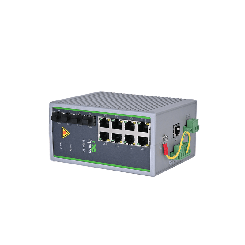 ISM5012D Industrial Grade Managed Ethernet Switches with 4x100/1000Base SFP Ports, 8x10/100/1000 Base-T(X) Adaptive RJ45