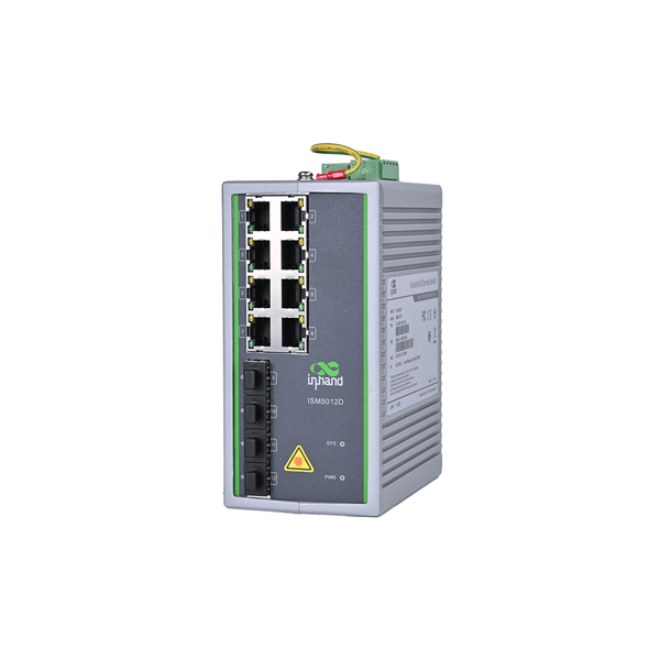 ISM5012D Industrial Grade Managed Ethernet Switches with 4x100/1000Base SFP Ports, 8x10/100/1000 Base-T(X) Adaptive RJ45